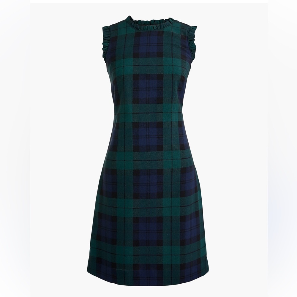 J. Crew Green and Blue Checkered Mini Dress